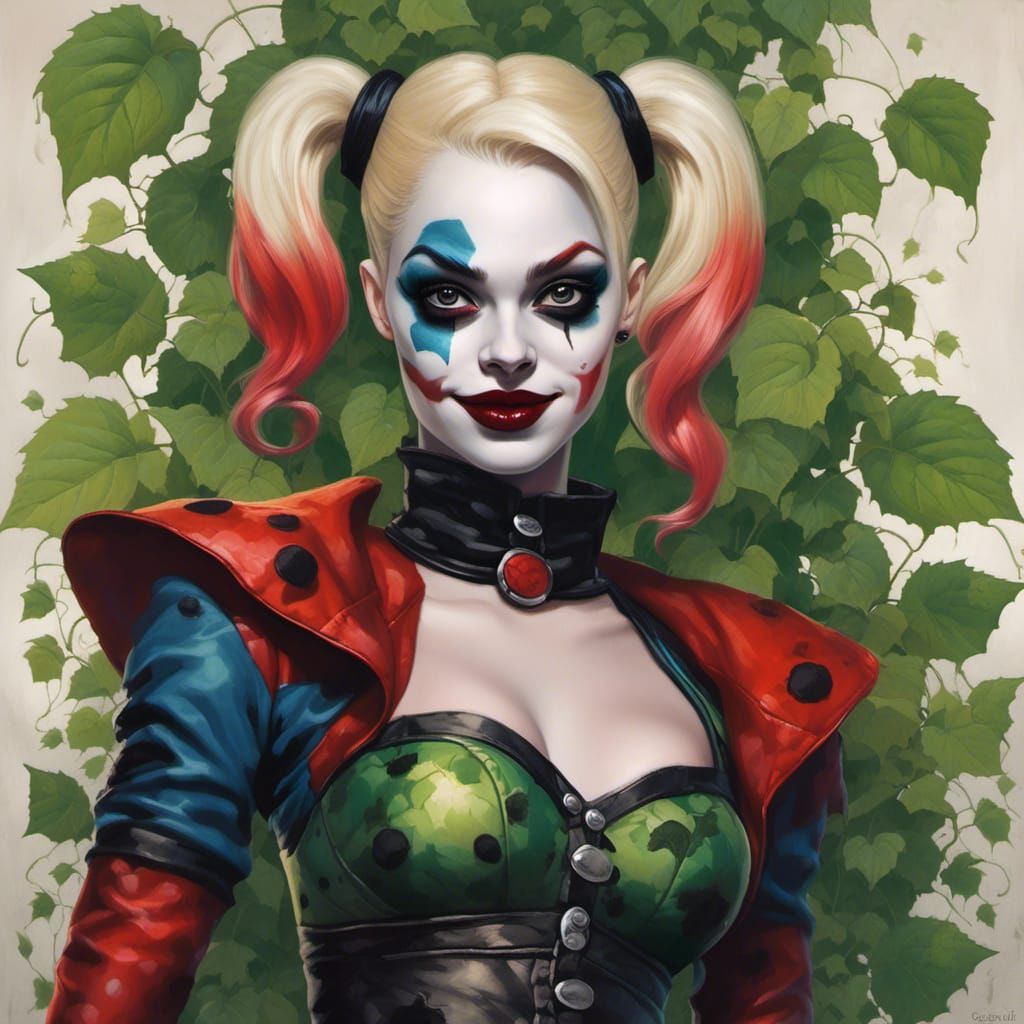 Harley Quinn Poisoned: Detailed Brutalist Concept Art