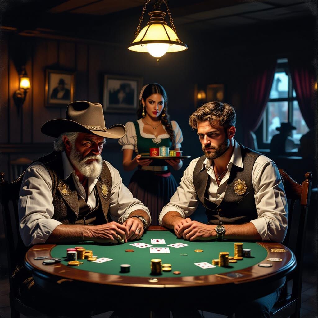 Gamblers in Dim Saloon as Digital Art