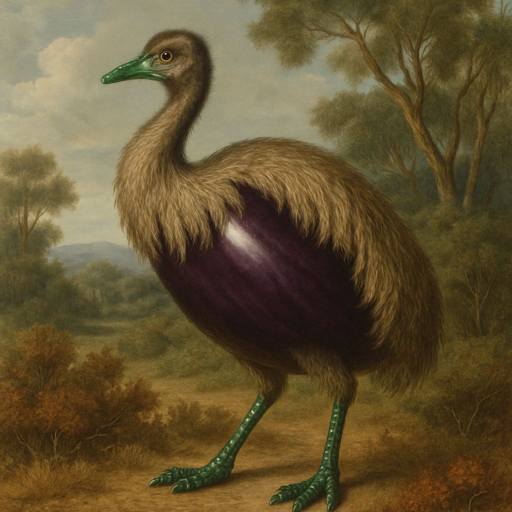 Emerald Eggplant Emu in Australian Outback