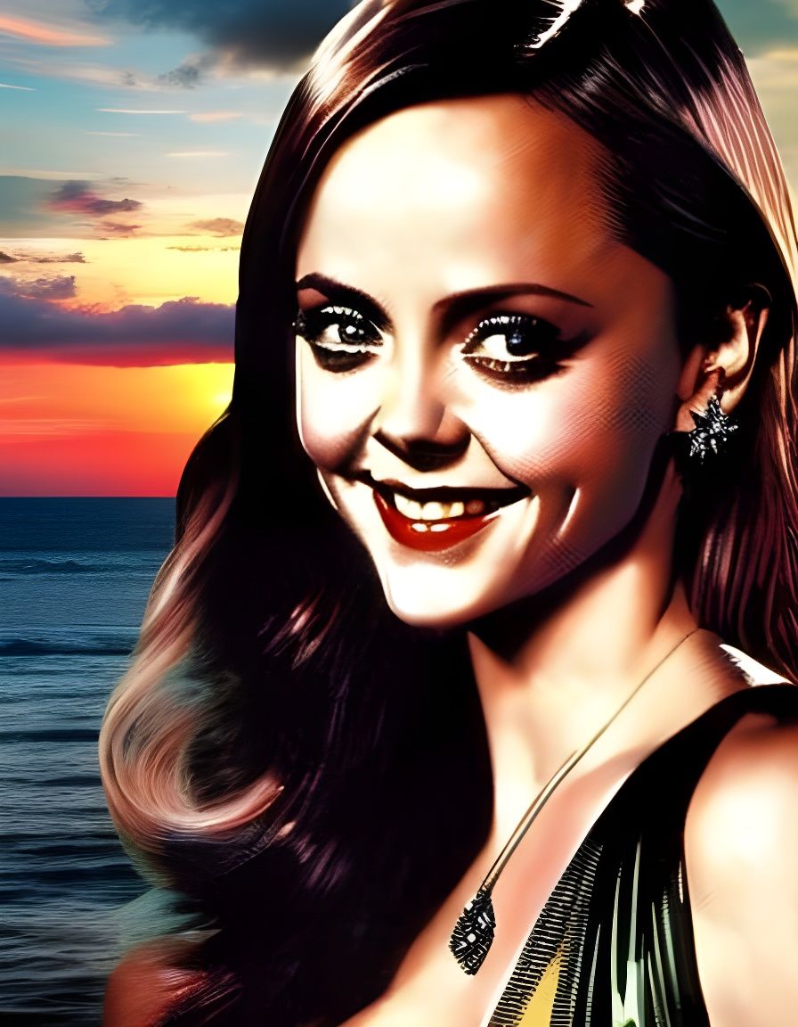 Sunset Over Beach and Ocean