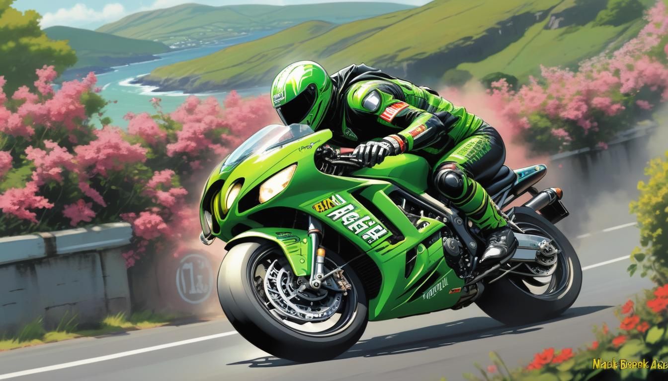 Comic Style Isle of Man TT Race