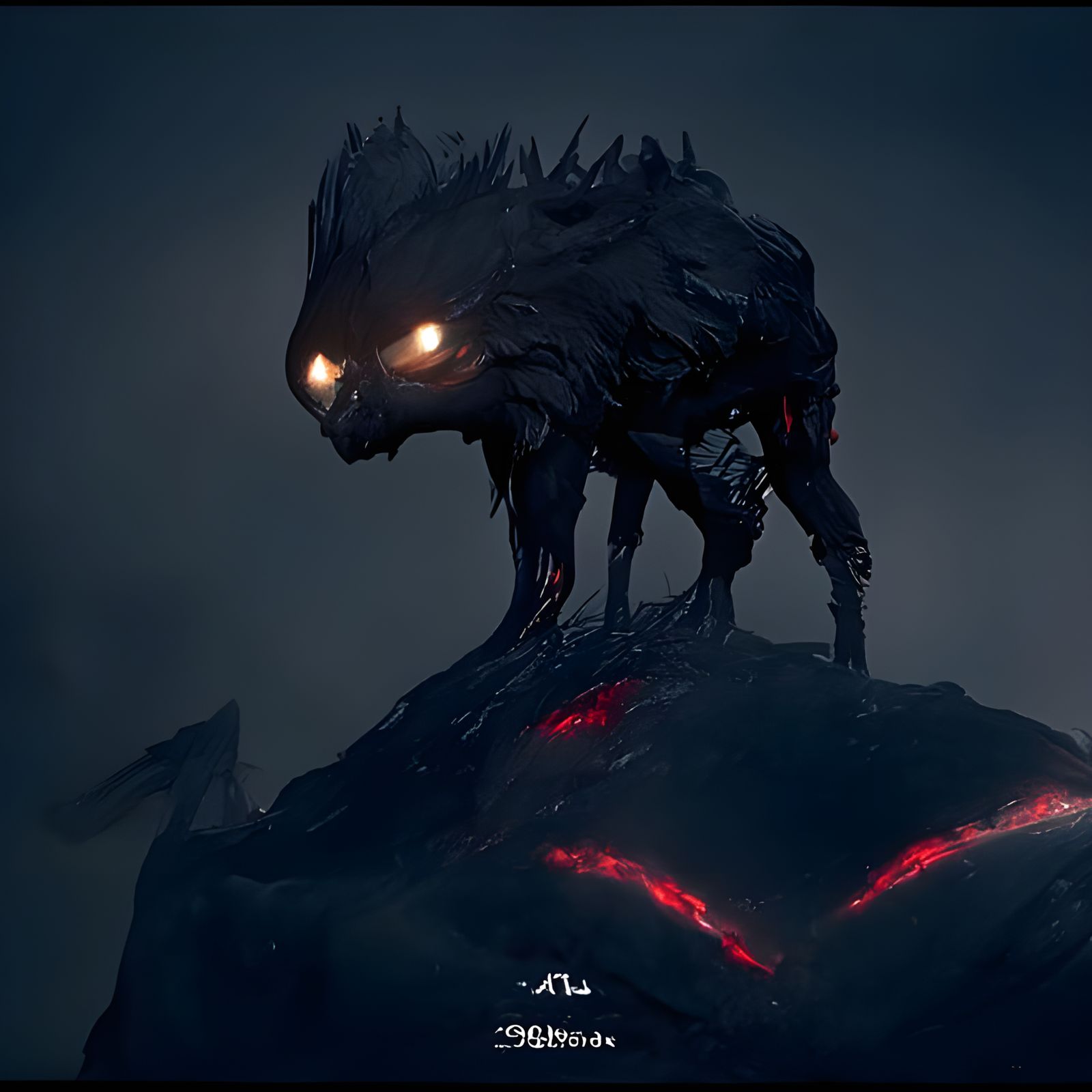 Sinister Monster in Geometric Horror Landscape