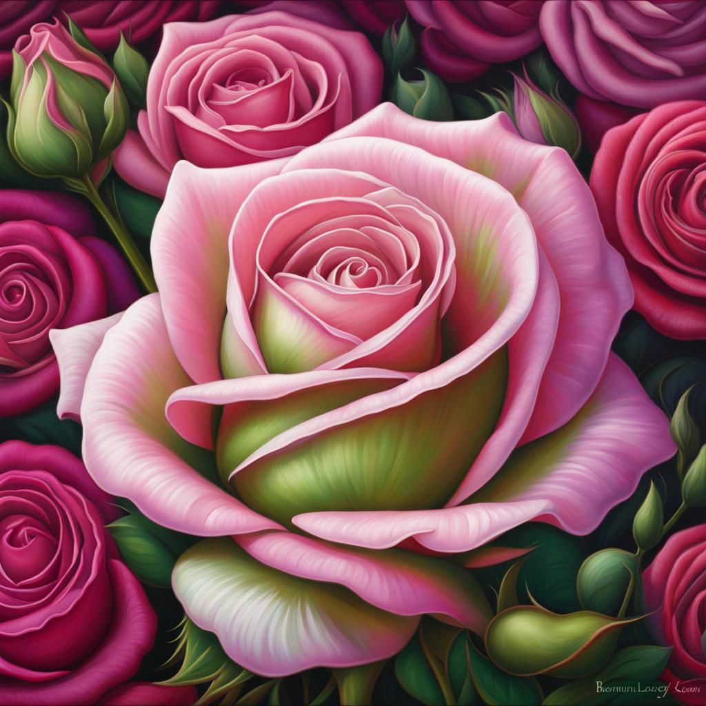 Beautiful Rose in Detailed Digital Painting