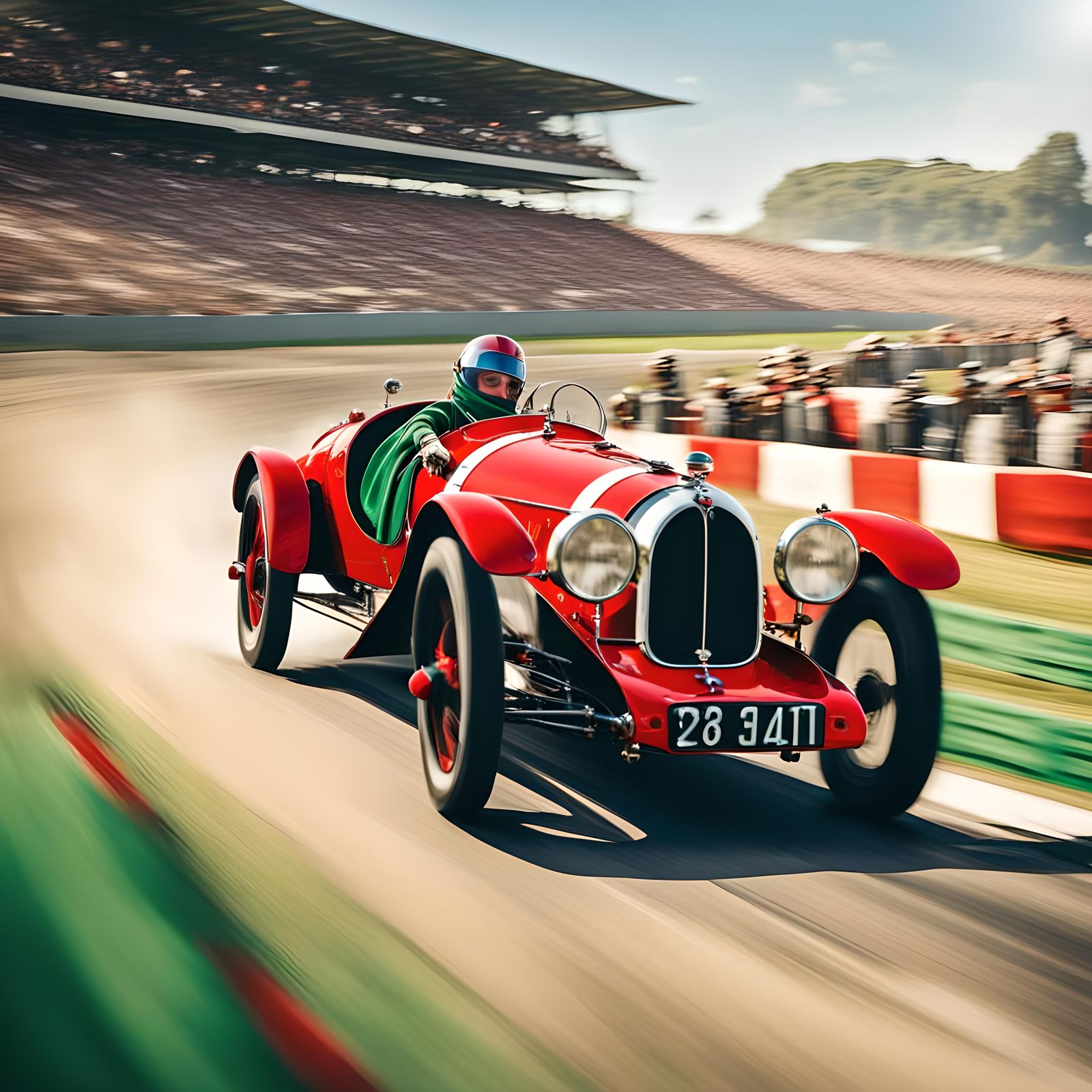 Vintage Bugatti Races at High Speed