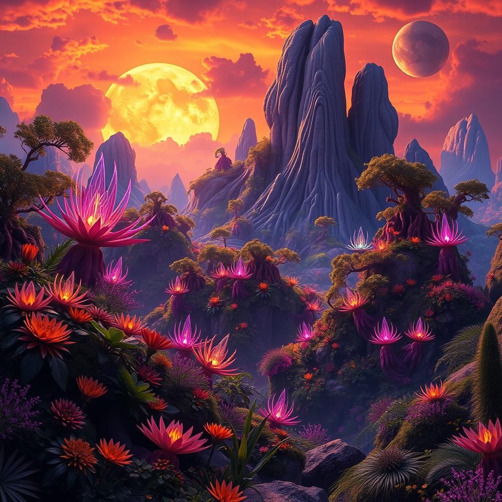 Dreamlike Fantasy Worldscape in Digital Art Style