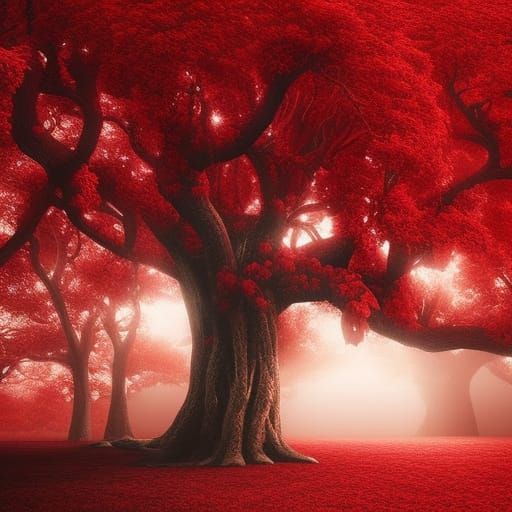 Red Tree of Love: Epic Digital Painting