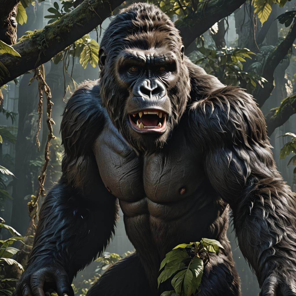 Hyperrealistic 3D King Kong Render in Deep Color