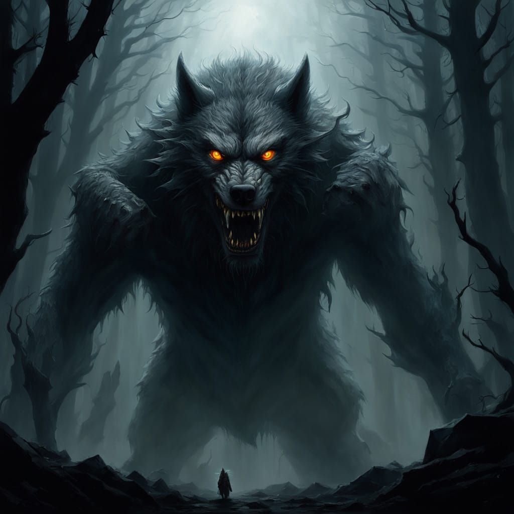 Majestic Werewolf in Dark Fantasy Art Style