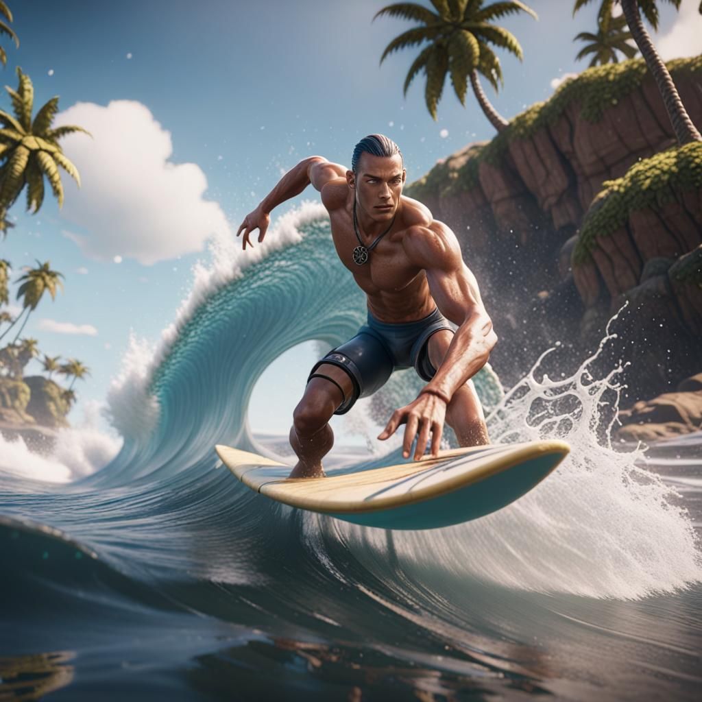 Surfing in 3D Game Cinematic Style