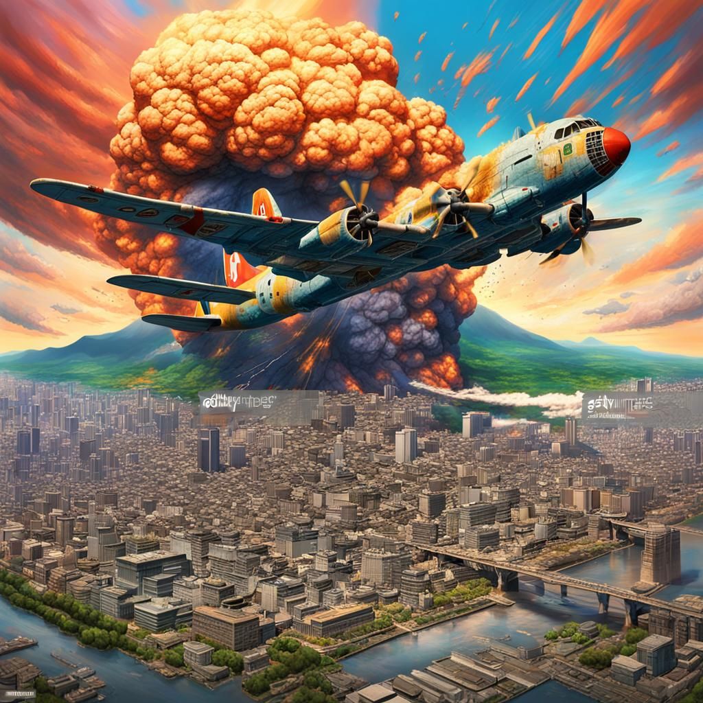 Hiroshima Atomic Bombing: Hyperrealistic Splash Art