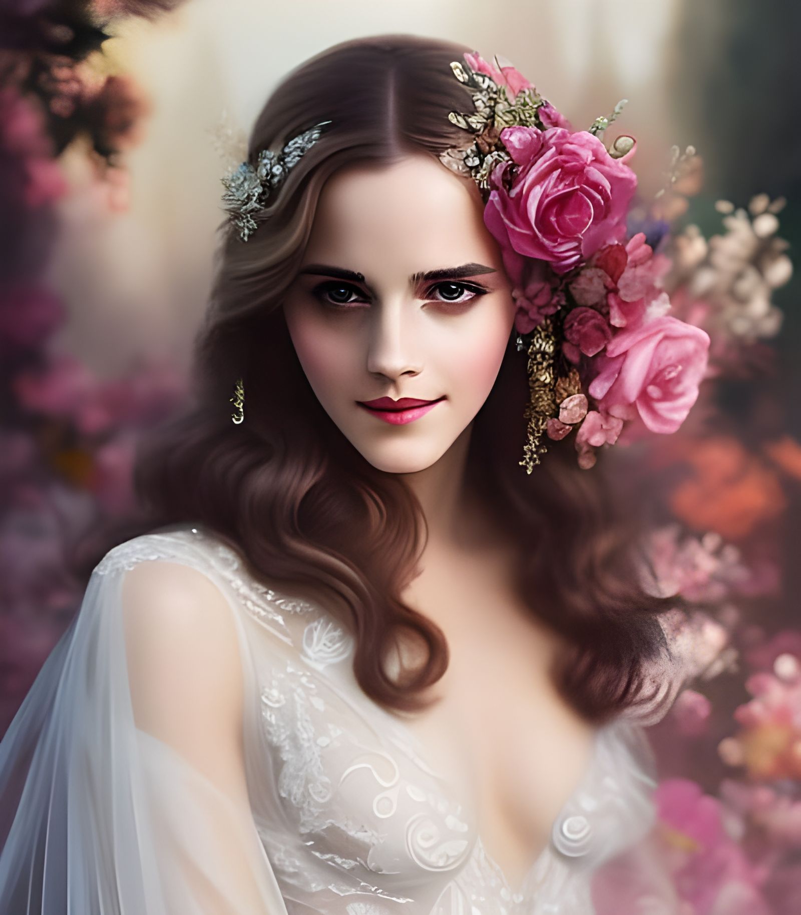 Emma Watson as Fantasy Bride in Splash Art Style