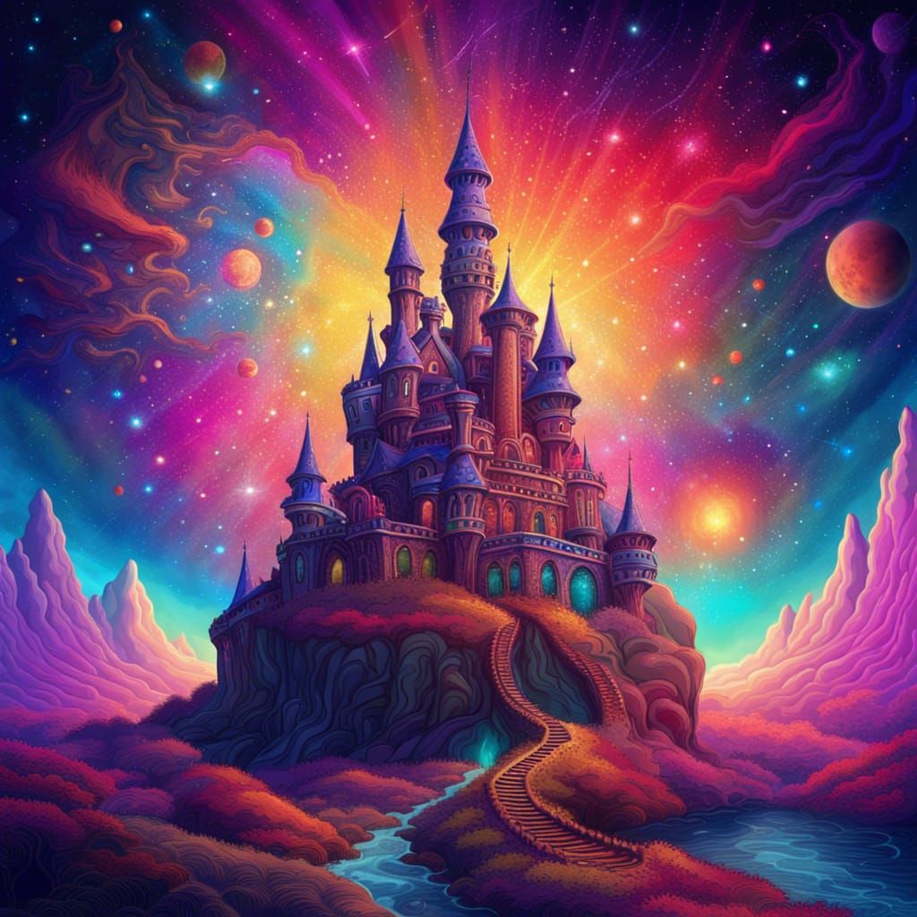 Psychedelic Fantasy Castle in Space