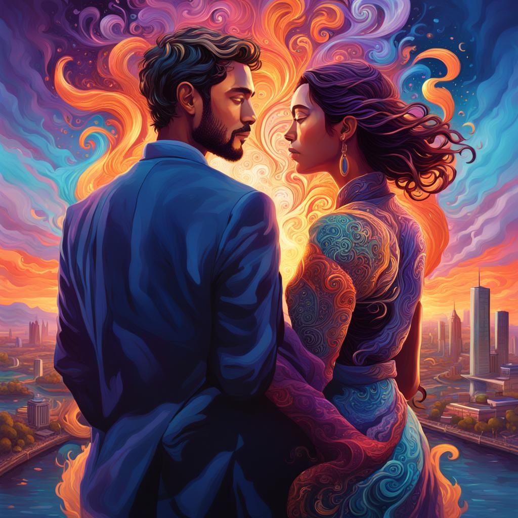 Twin Flames in Cityscape Concept Art