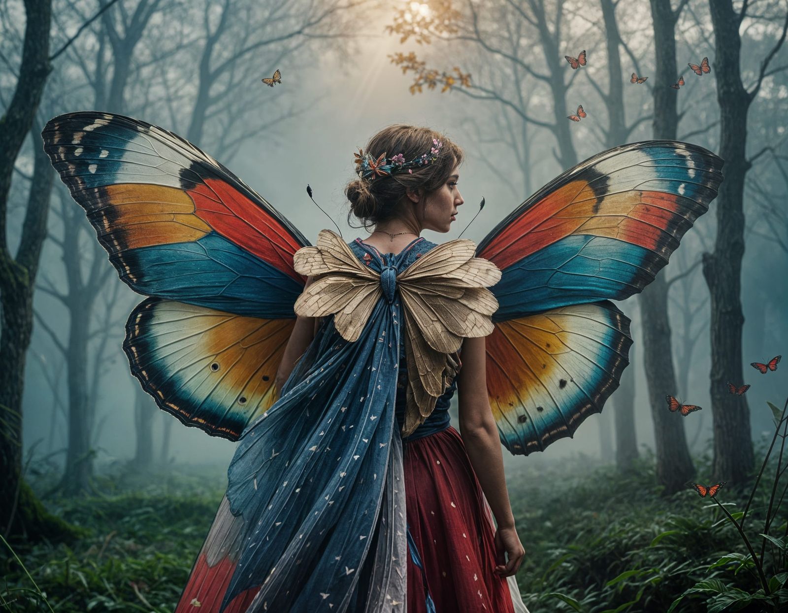 British Flag Butterfly Woman Cinematic Still