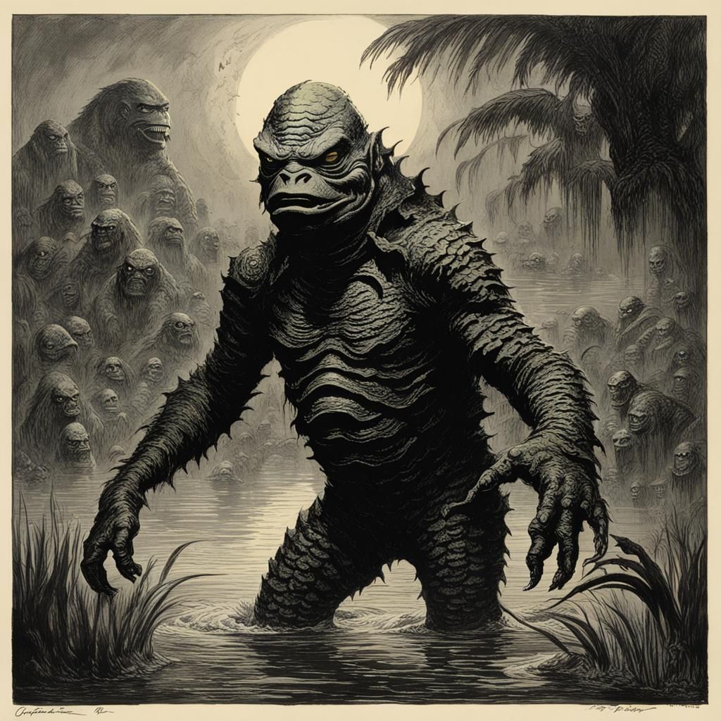 Creature from the Black Lagoon: Horror Illustration
