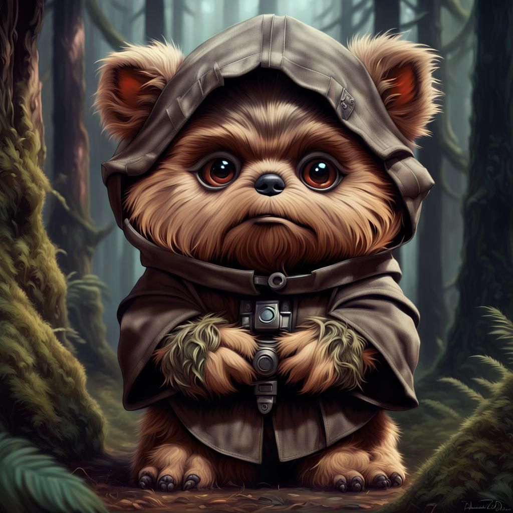 Adorable Mythical Ewok Fantasy Concept Art