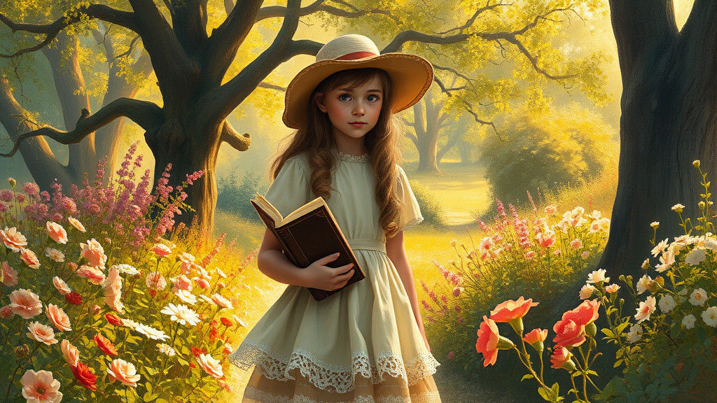 Idyllic Garden Scene in Impressionist Style