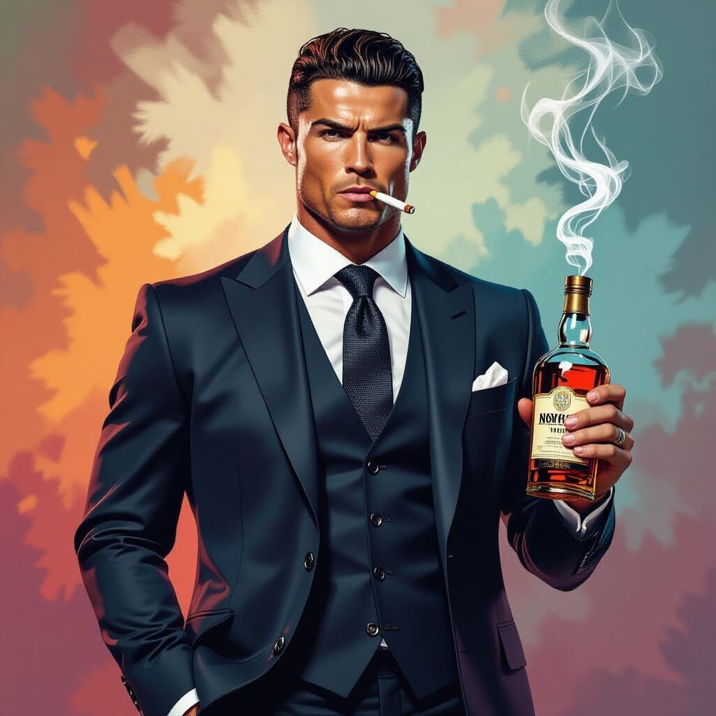 Overweight Cristiano Ronaldo in Detailed Hyperrealistic Styl...