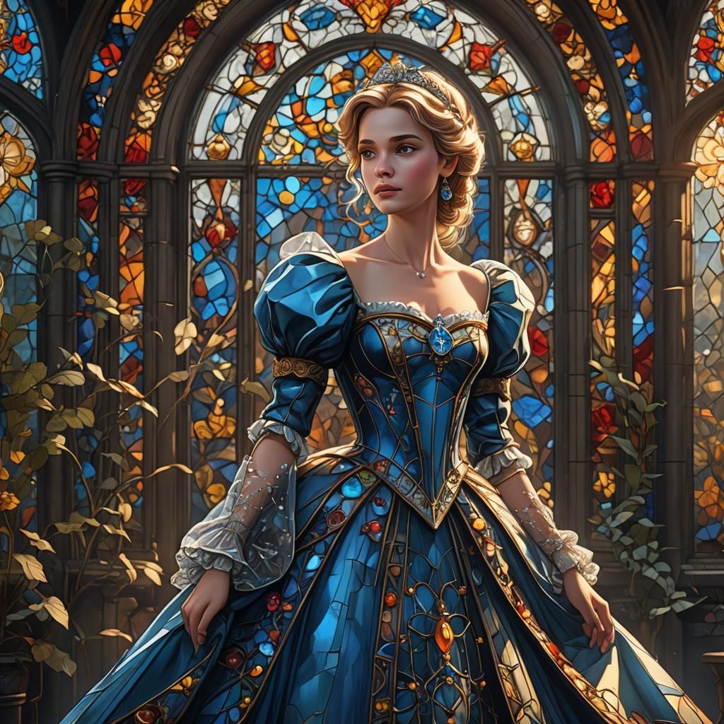 Cinderella in Stained Glass Style Dress