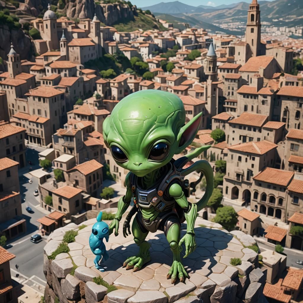 Cute Alien in Spain: 3D Anime Art