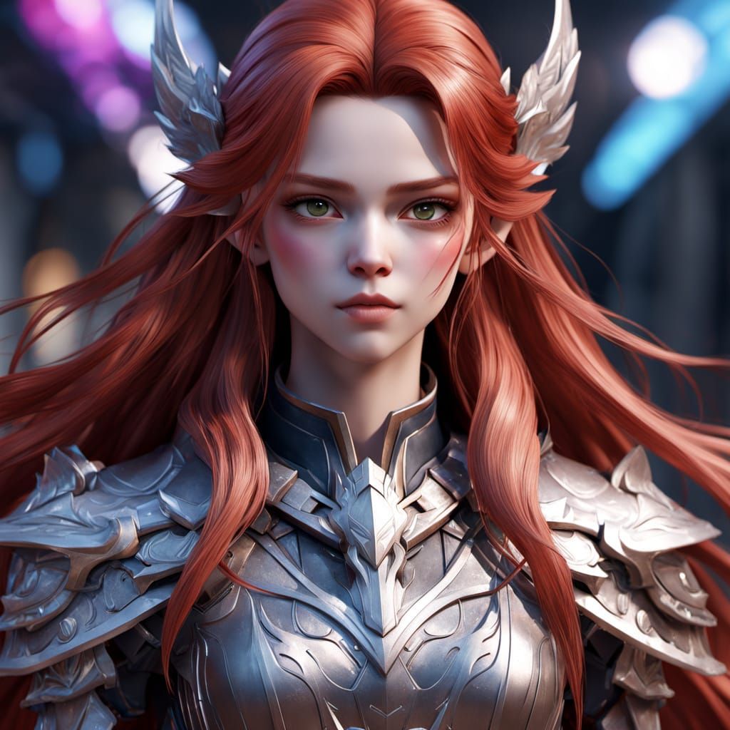 Mobile legends hero Freya, long red hair