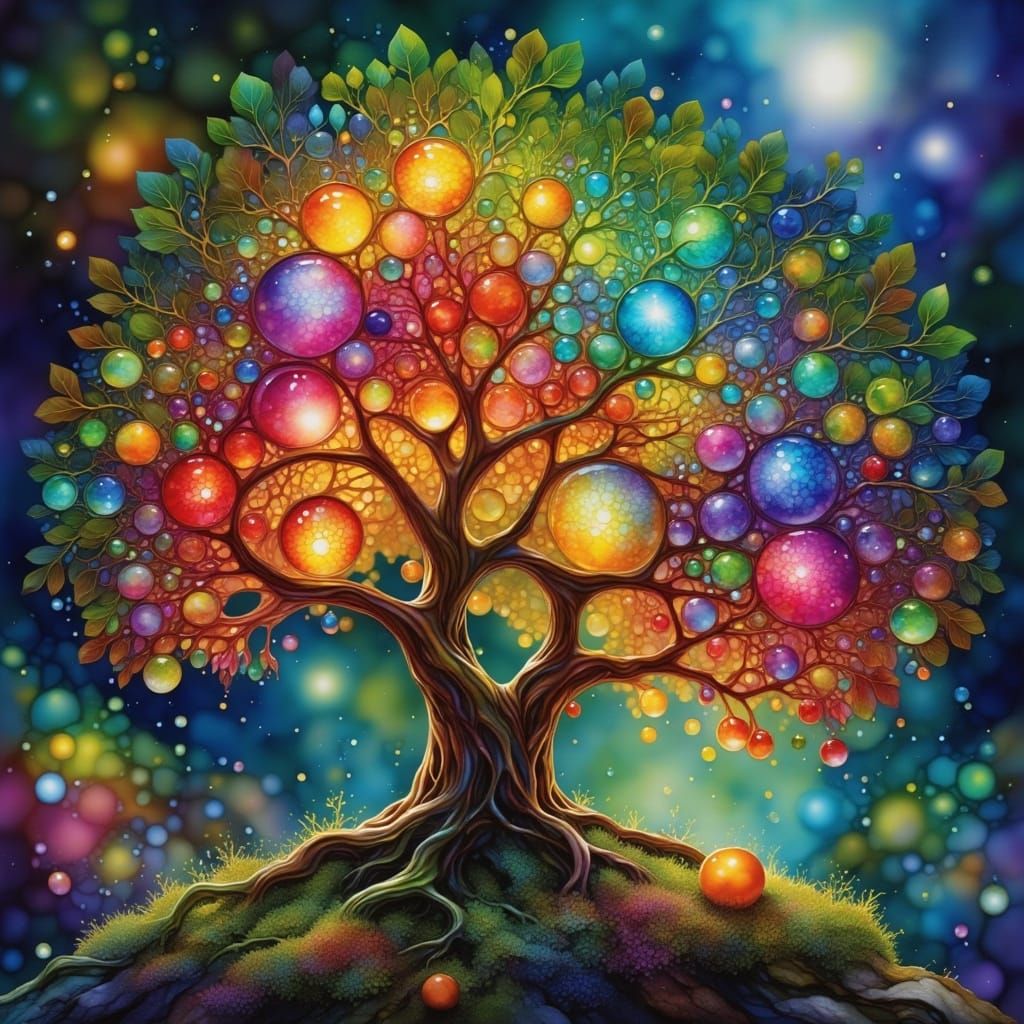Enchanted Luminous Fruit Cluster in Fantastical Realism