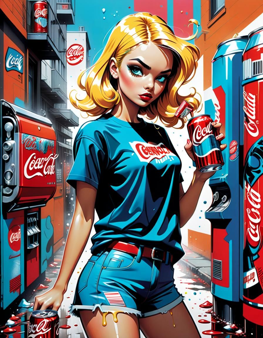 Pop Art Comic Book Cover Girl with Soda