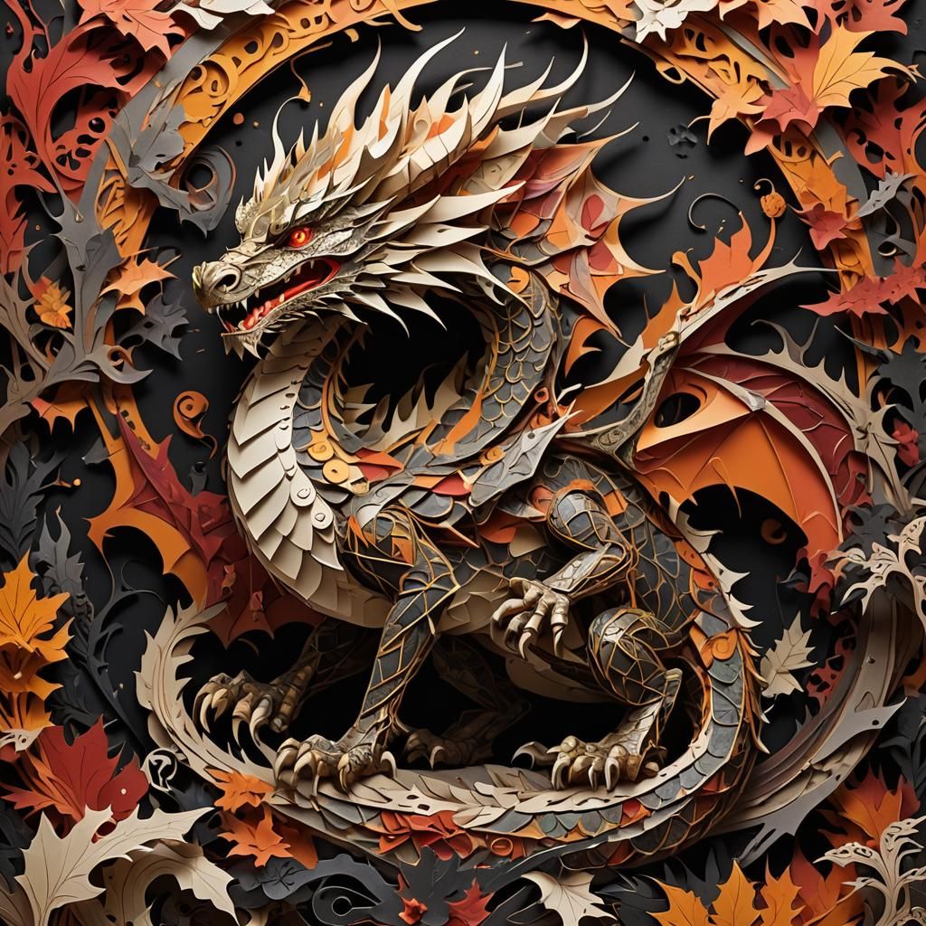 Paper Dragon in Dark Fantasy Style