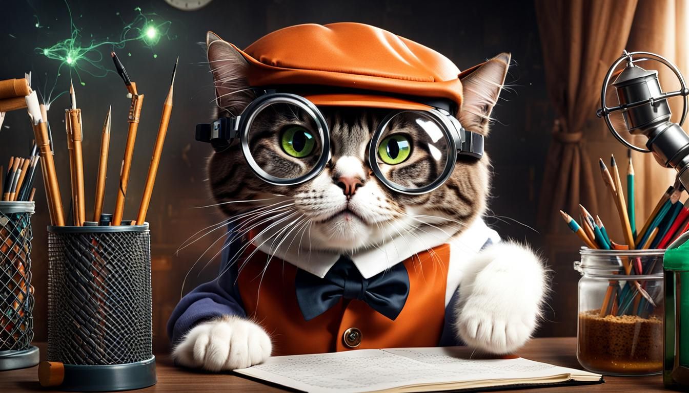 Mad Scientist Cat Plots World Domination