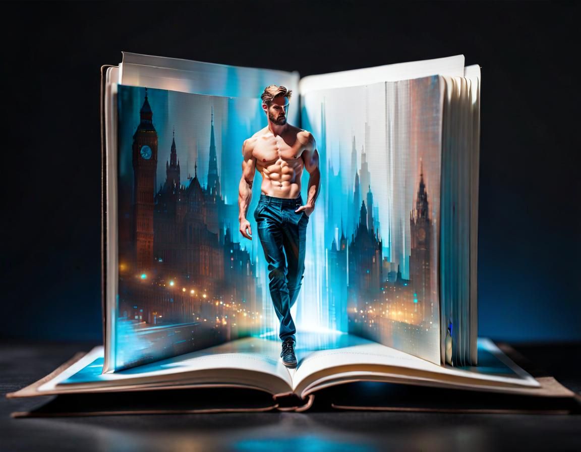 Handsome Scottish Man Hologram in Pop-up Book
