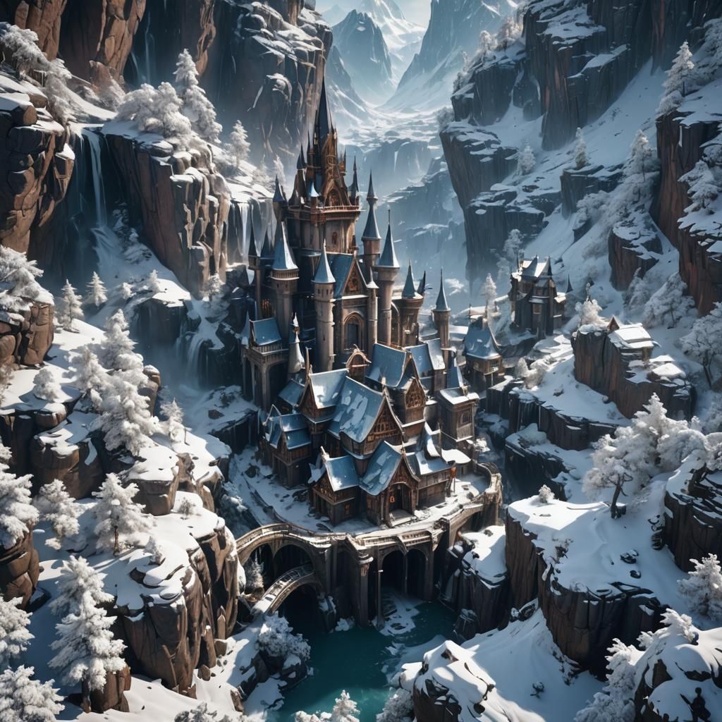 Detailed Snow Globe Matte Painting in Deep Color