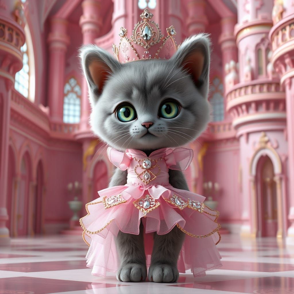 Pink Princess Kitten in Enchanted Castle