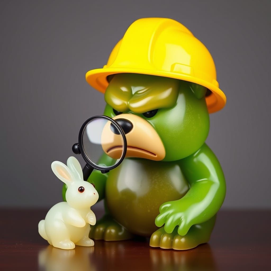 A Grumpy Gummy Bear Inspects a Melting Bunny in a Whimsical ...