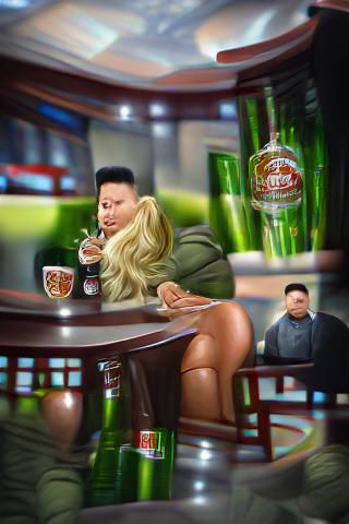 Kim Jong Un and Pamela Anderson: 3D Render