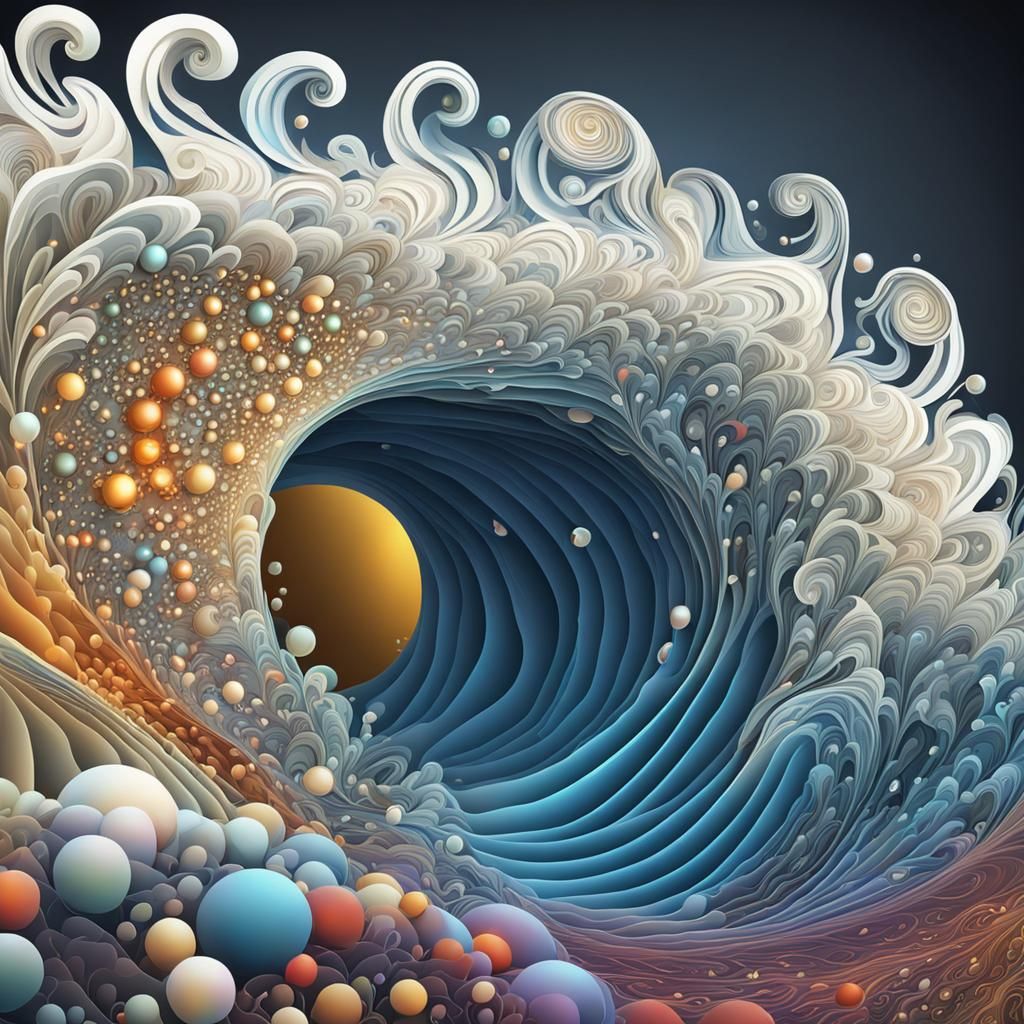 Oyster with Pearl in Abstract Fractal Style