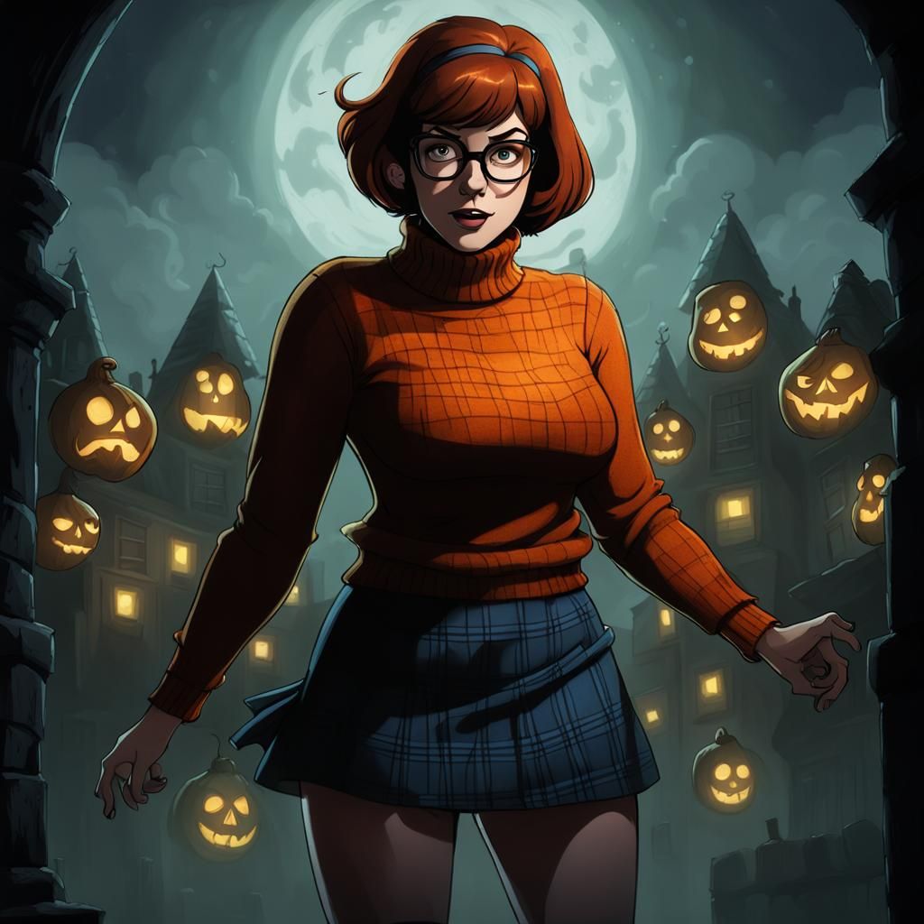 Velma Dinkley in Haunted House, Horror Illustration