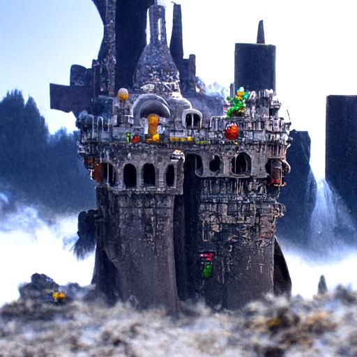 Hyperrealistic 8-bit Super Mario Castle Concept Art