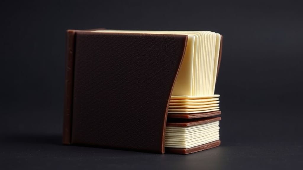 Hyperrealistic Chocolate Book with Textured Cover and White ...