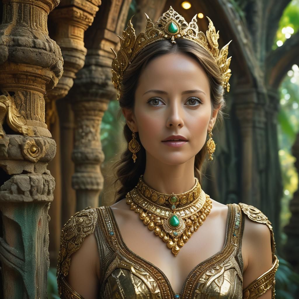 Shakti in Ornate Temple Ruins, Professional Portrait