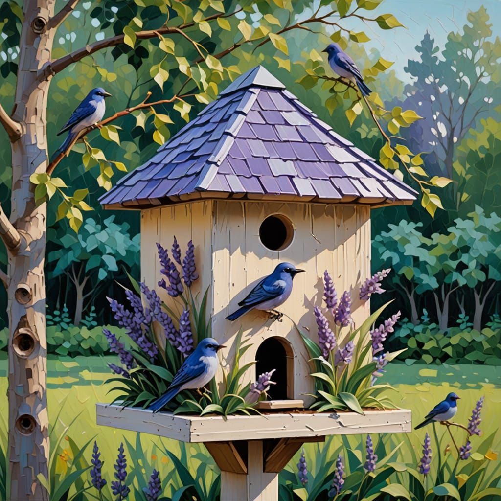 Birdhouse in Vibrant Purple Hues