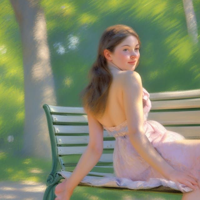 Young Woman in Summer Bloom as Impressionist Painting