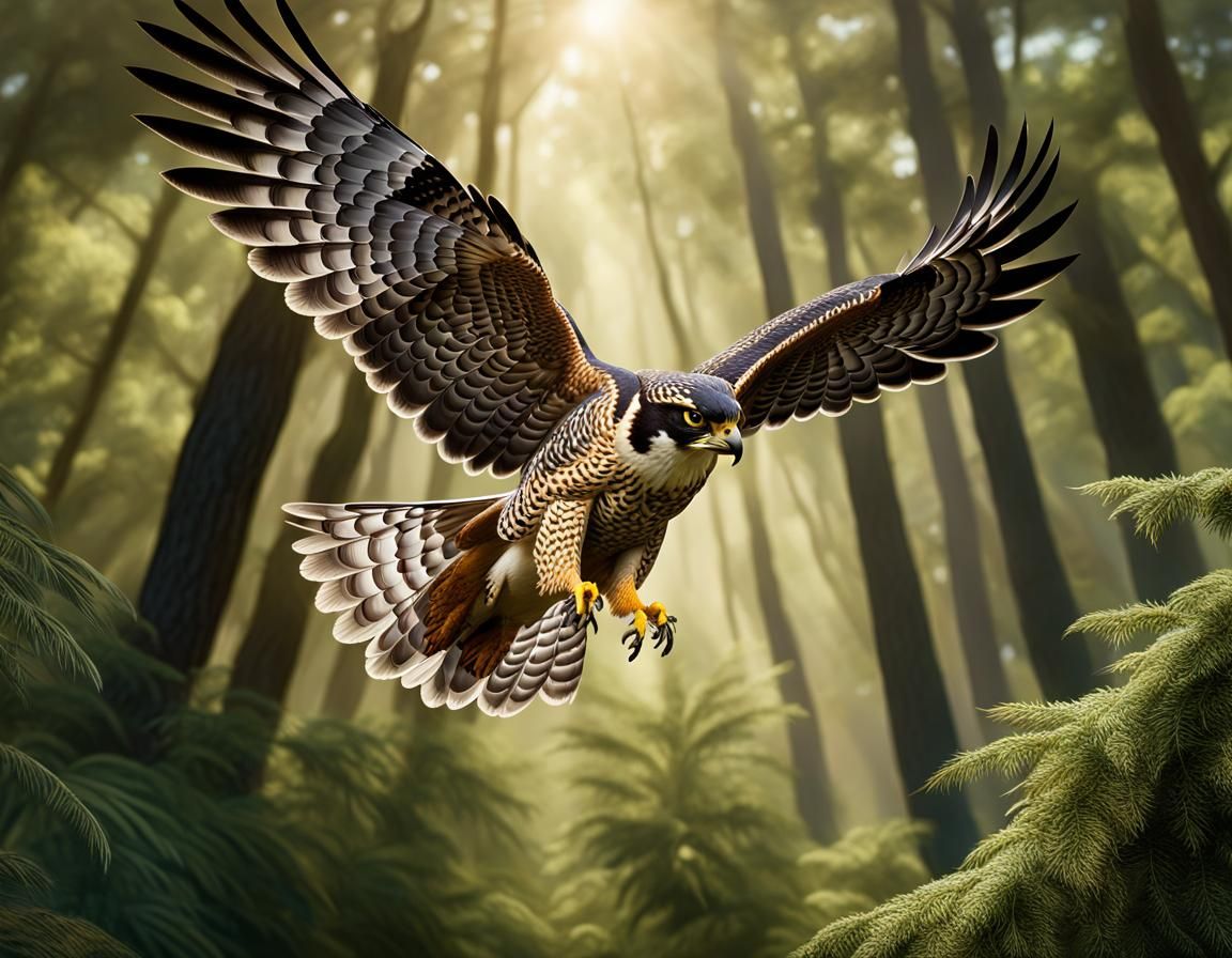 Peregrine Falcon Hunting: Detailed Graffiti Art