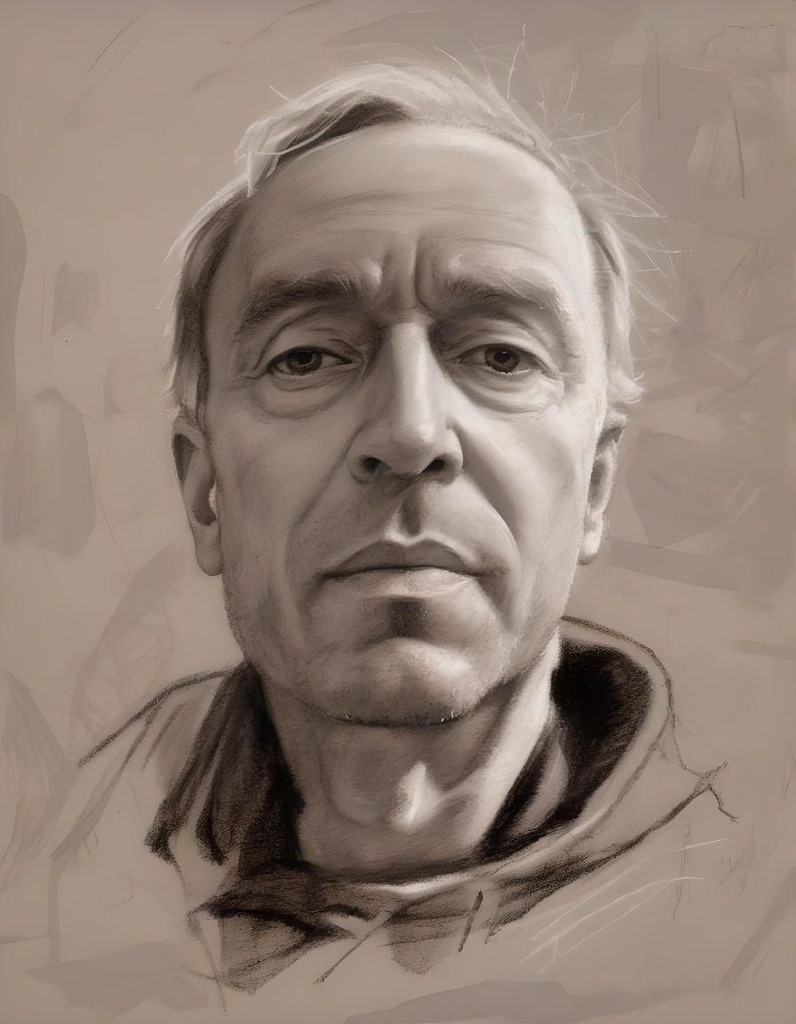 Graphite Pencil Sketch of a Man on Toned Paper