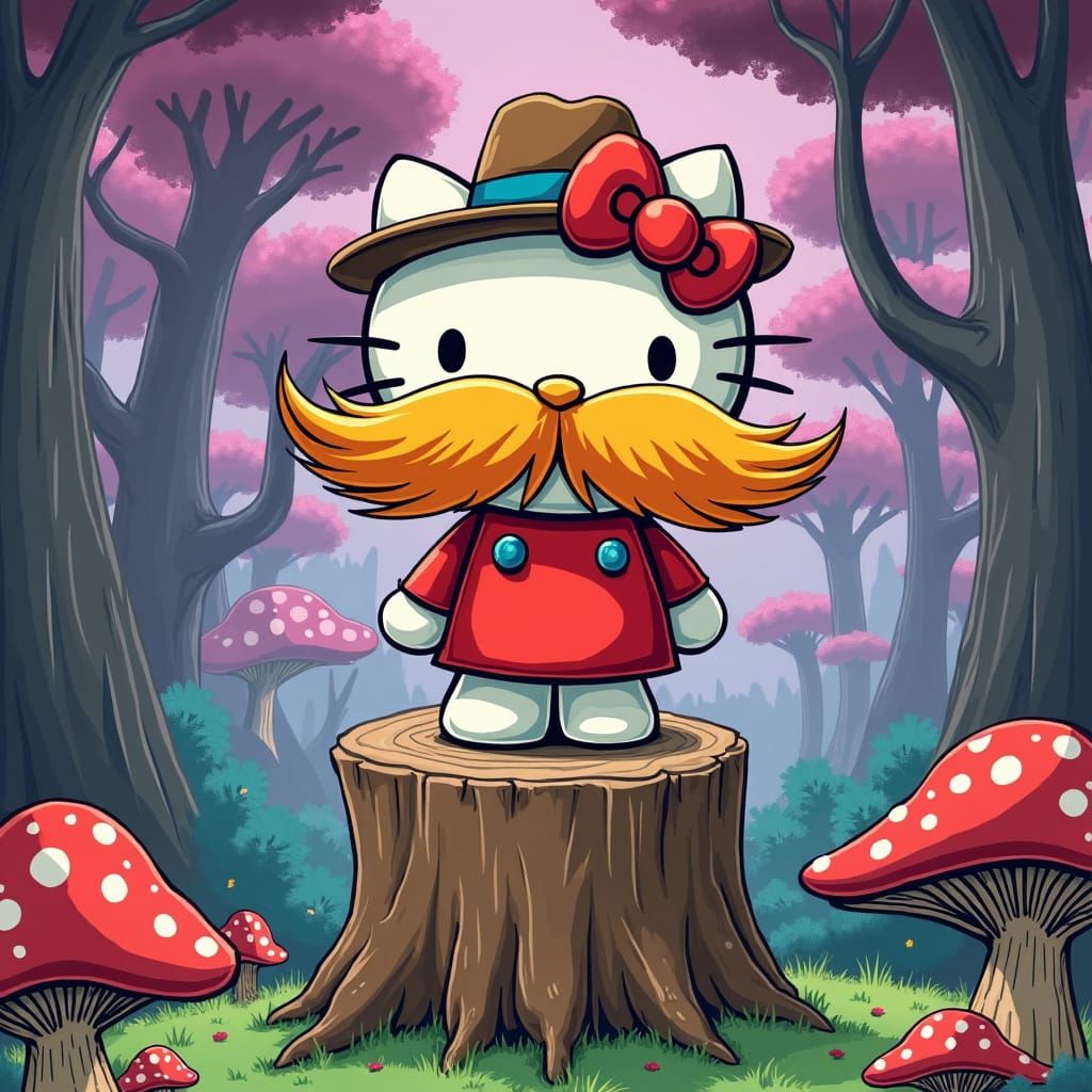Hello Kitty as the Lorax in Mystical Forest
