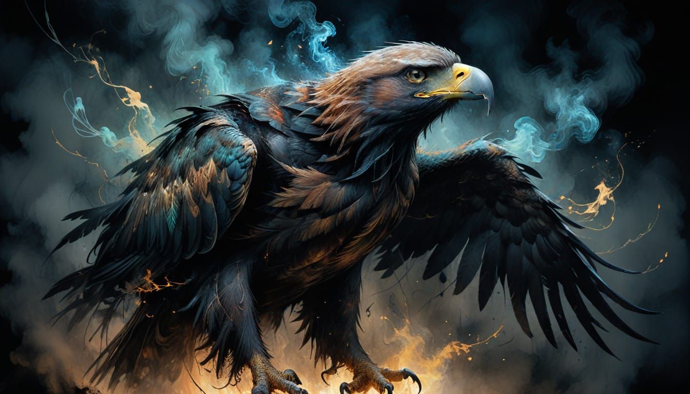 Mystical Eagles in Dark Fantasy Setting