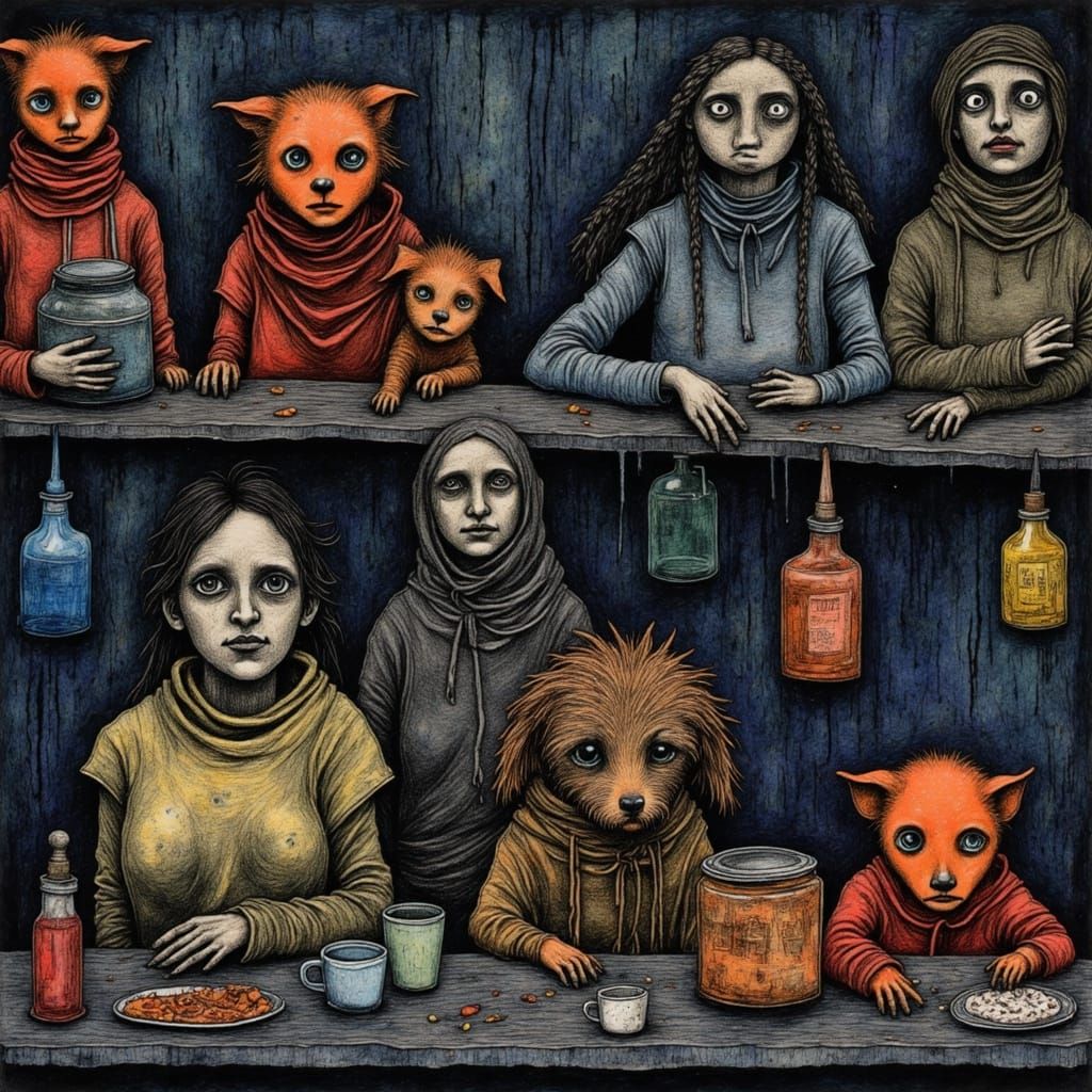 Post Apocalyptic Wanderer in Neo-Impressionist Style