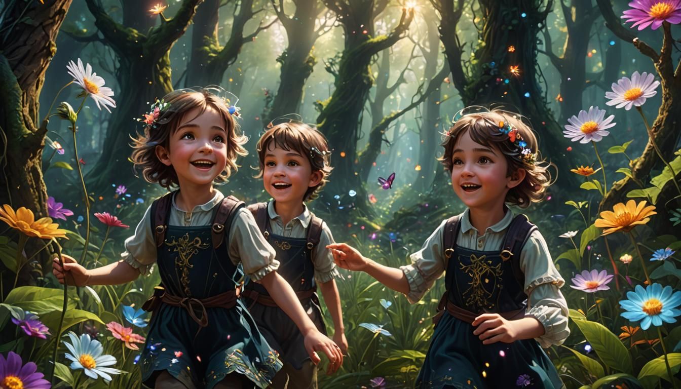 Magical Forest Adventure with Happy Siblings