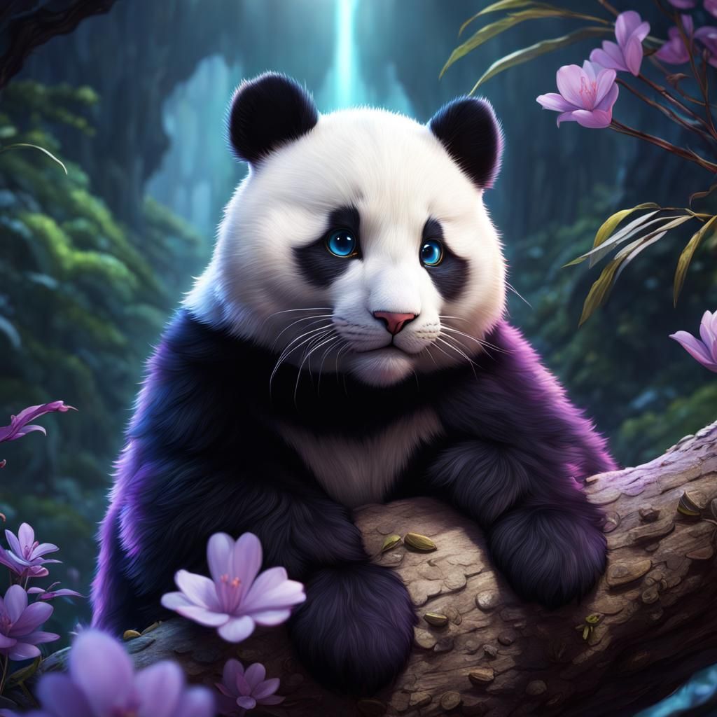Cat-Panda Hybrid in Detailed Digital Painting