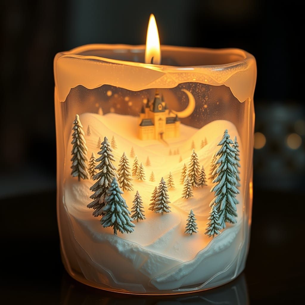 Winter Wonderland Scene in a Golden Glow