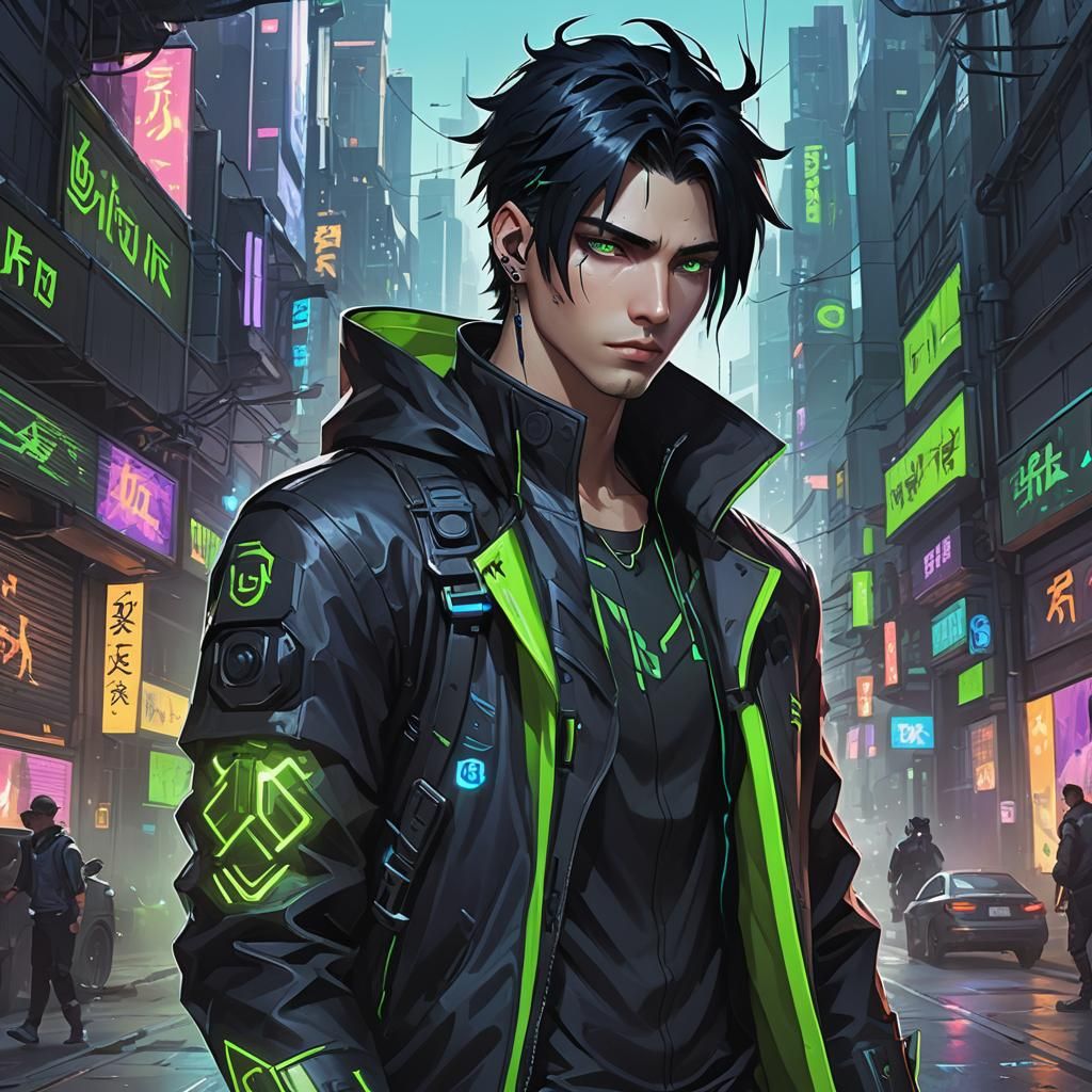 Cyberpunk Character in League of Legends Style